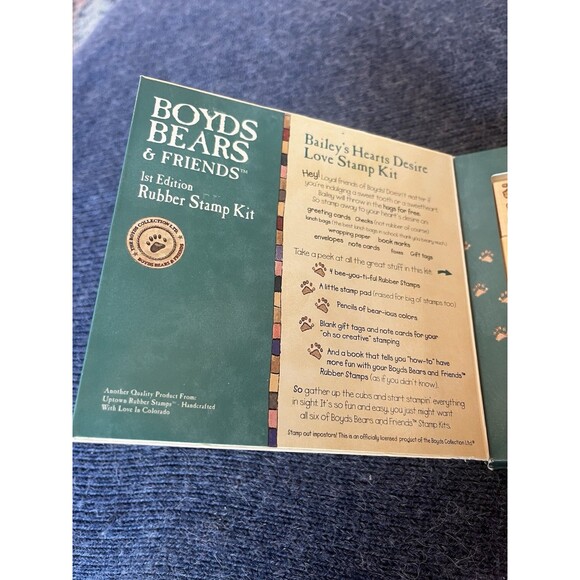 Boyds Bears & Friends "Baileys Heart Desire Love" 1st Edition Rubber Stamp Kit - Picture 3 of 5